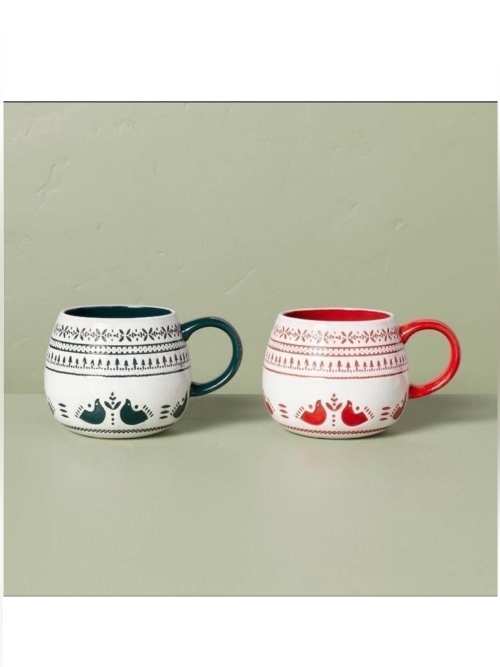 14oz Nordic Christmas Fair Isle Stoneware Mugs - Hearth & Hand™ with Magnolia